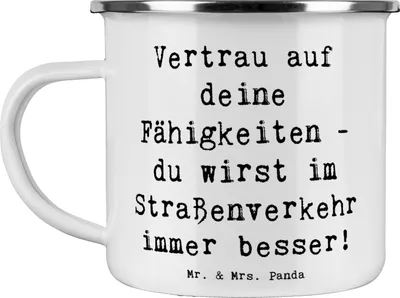 Produktbild von Mr. & Mrs. Panda Teetasse Spruch Erste Erfahrungen im Straßenverkehr machen - Weiß - Geschenk, Zuversicht, Pott, Unterstützung, Sicherheit, Selbstbewusstsein, Haferl