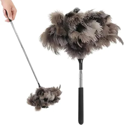 Zdjęcie produktu dla Teleskopowa miotełka do kurzu – Miękkie strusie pióra – Do usuwania kurzu – 40-100 cm