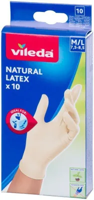 Produktbild von Vileda Naturlatexhandschuhe Einweg M/L 10 Stück 170982