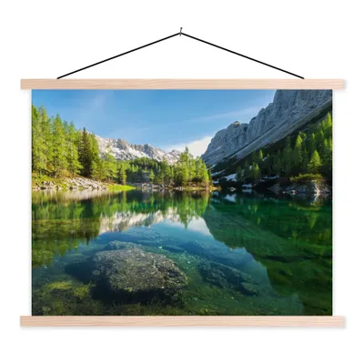 Produktbild von MuchoWow® Textilposter Wasser - Berge - Felsen 40x30 cm mit holzfarbenen Rahmen - Bilder