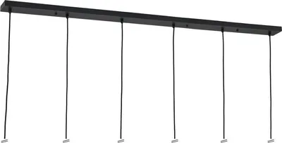 Image de Baldaquin de plafond pour luminaire allongé Boîte de dérivation avec 6 sorties de câble, pour table à manger, 150x10cm, noir