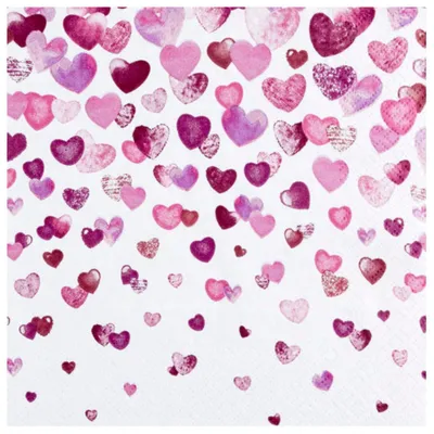 Produktbild von 20 Servietten Lovely Hearts - Rosa Herzregen 33x33cm