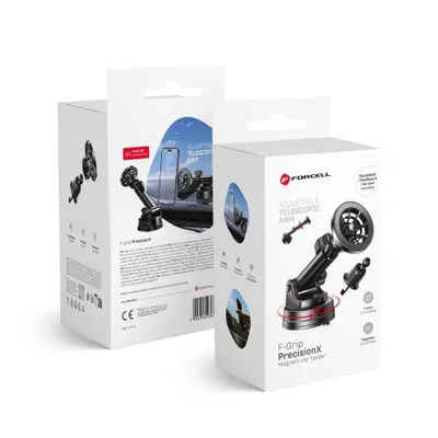 Image de FORCELL F-Grip PrecisionX support voiture adapté au pare-brise/bord/grille compatible avec MagSafe noir