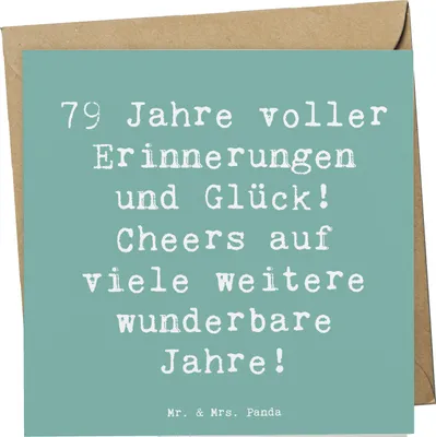 Produktbild von Mr. & Mrs. Panda Grußkarte Spruch 79. Geburtstag Erinnerungen - Meeresbrise - Geschenk, Happy Birthday, anlasskarte, Geburtstagsgeschenk, Geschenkideen, Klappkarte, Feier