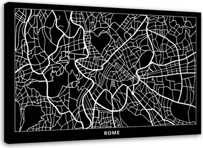 Produktbild von Leinwandbild rom - stadtplan 90x60 cm Feeby grau wandbild bereit zum aufhängen