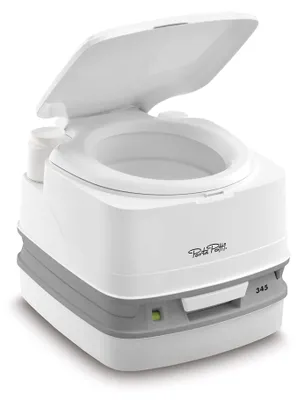 Immagine prodotto di Thetford 92806 Porta Potti 345, toilette portatile Qube, bianco-grigio, dimensioni 330 x 383 x 42