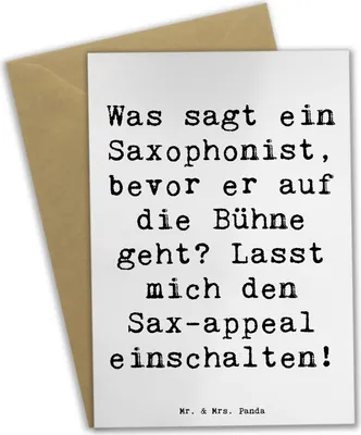 Produktbild von Mr. & Mrs. Panda Grußkarte Spruch Magischer Saxophon-Charme - Weiß - Geschenk, Instrument, Musiker, osterkarte, Musikrichtung, Lernen, Musik, Humor, einladungskarten