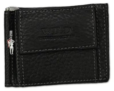 Image de Wild Things Only RFID Blocker Dollarclip hommes noir cuir D2OPJ121S