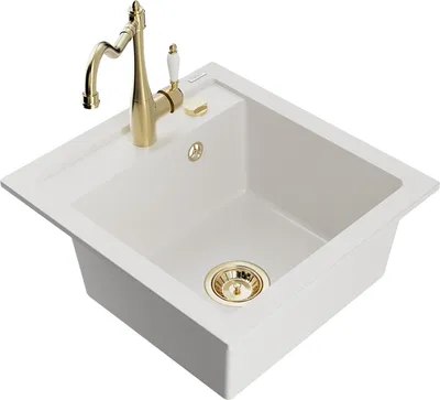 Produktbild von Mexen Vito 1-Becken-Granit-Spüle mit Mischbatterie Carla, Weiß - 6503-20-670700-50