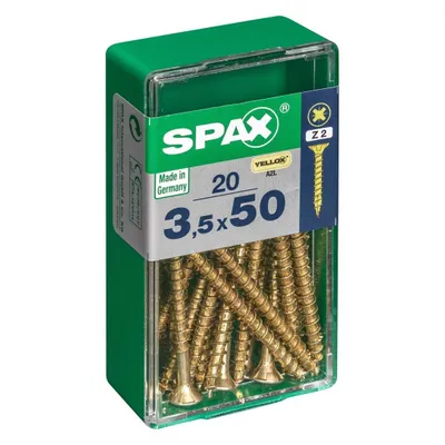 Image de Lot de 20 vis acier tête fraisée pozidriv SPAX, Diam.3.5 mm x L.50 mm