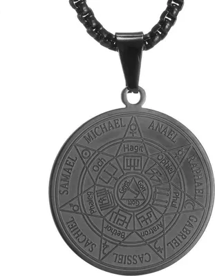 Produktbild von AFSTALR Herren Halskette Erzengel Siegel Amulett Edelstahl Noir