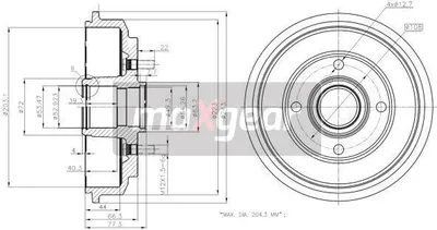 Produktbild von 2x MAXGEAR Bremstrommel 19-2316 hinten für FORD Fiesta Mk6 Schrägheck (JA8 JR8)