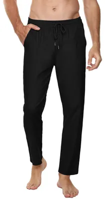 Immagine prodotto di Pantaloni chino casual con vita elastica e tasche, ideali per la casa e lo yoga
