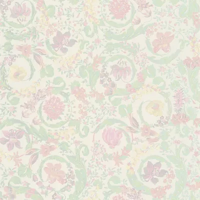 Produktbild von Pastell Tapete VERSACE mit floral Ornament – Bunt, Metallic