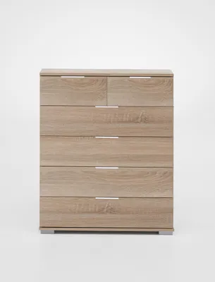 Produktbild von Schubkastenkommode "Easy Plus Kommoden" in Eiche-Sägerau mit 6 Schubladen. Abmessungen (BxHxT) 82x102x42 cm