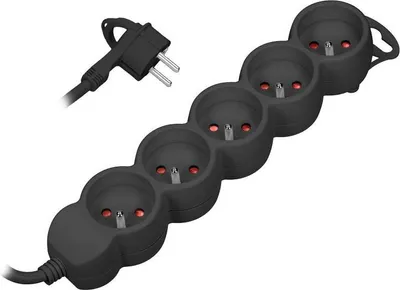 Obrázek produktu pro Prodlužovací kabel 5x2P+Z, 1,5 m, 3x1,5, černý (ES-6/B/1,5)