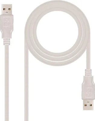 Zdjęcie produktu dla Nanocable 10.01.0302, 1 m, USB A, USB A, USB 2.0, Męska/Męska, Beżowy