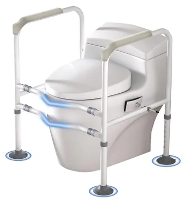 Produktbild von Toilettenstützfuß - WC-Stützbügel - Toilettenhaltevorrichtung - Verstellbarer Toilettenbügel - Toilettenstuhl mit Bügel, weiß