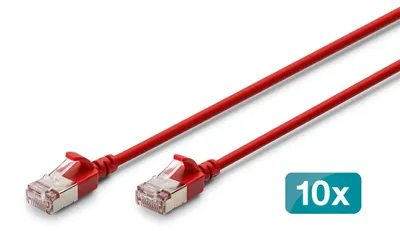 Obrázok produktu pre Digitus DK-1632-A-005S-R-10, 0,5 m, Cat6a, F/FTP (FFTP), RJ-45, RJ-45, Červená