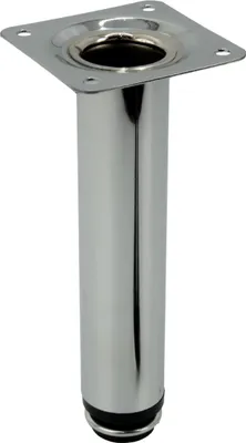 Zdjęcie produktu dla Regulowane nóżki meblowe w kolorze srebrnym, 10 cm, wykończenie na wysoki połysk, okrągły kształt, nowoczesny design, idealne do mebli współczesnych i klasycznych.