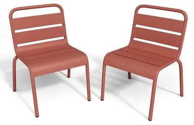Produktbild von Set aus 2 stapelbaren Gartenstühlen für Kinder aus Metall – Terrakotta – POPAYAN