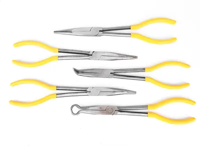 Image de 5Pcs Long Needle Nose Pliers Carbon Steel O shape Clamp Hand Tool with Non-Slip Handle
