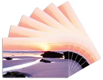 Produktbild von Wallario Frühstücksbrettchen 6er Set aus Glas, je 14 x 23 cm, mit rutschfesten Füßen, Motiv Sonnenuntergang am einsamen Strand