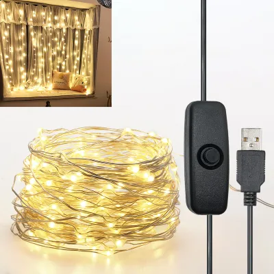 Zdjęcie produktu dla Wróżki 12m 120 LED wróżki USB IP65 wodoodporne ciepłe białe na Boże Narodzenie, wesele, wewnątrz / na zewnątrz srebrny drut