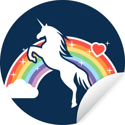 Produktbild von MuchoWow® Runde Wandtattoo - Wandsticker Tapete Aufkleber Illustration eines Einhorns mit einem Regenbogen Ø 30 cm Selbstklebend und Repositionierbar - Wandaufkleber - Kreis - Wandbild - Fototapete - Selbstklebend - Dekoration - Wandschmuck - Schlafzimmer