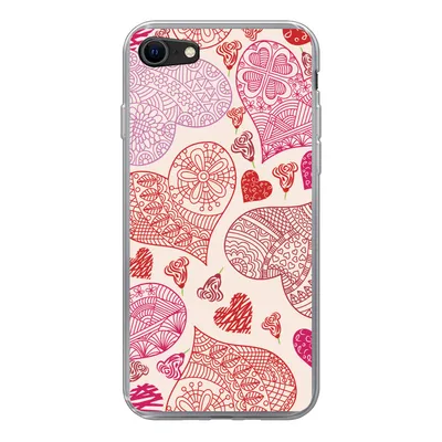 Produktbild von MuchoWow® Handyhülle Schutzhülle Hülle für iPhone SE 2022 Eine Illustration mit rosa und roten Herzen Silikon Softcase Handy Hülle - Schutzhülle