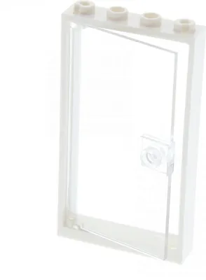 Produktbild von 1x Lego Tür Rahmen 1x4x6 weiß Türblatt Scheibe transparent weiß Haus 60616 60596