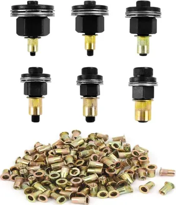 Imagen del producto de Juego de remaches de 186 piezas, herramienta para remaches, tuercas para remaches, tuerca para remaches, juego de remaches para M3, M4, M5, M6, M8, M10, herramienta para tuercas de remaches, remachadora manual