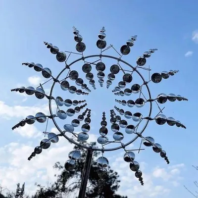 Produktbild von Wind- und Terrasbriescherm, Metallisch, Unikale 3D Windmolen, Garten Dekoration