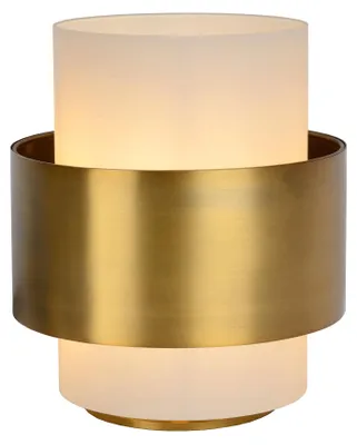 Produktbild von Nachttischleuchte Metall E27 D: 20 cm rund 23.5 cm in Gold Weiß Retro Design Tischleuchte
