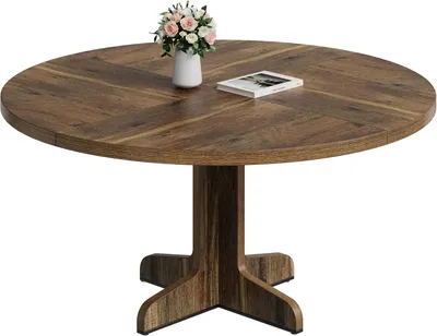 Immagine prodotto di Tavolo rotondo per 4 persone, ideale per la cucina o la sala da pranzo. Diametro di circa 120 cm. Struttura in metallo. Design moderno e salvaspazio. Colore: marrone