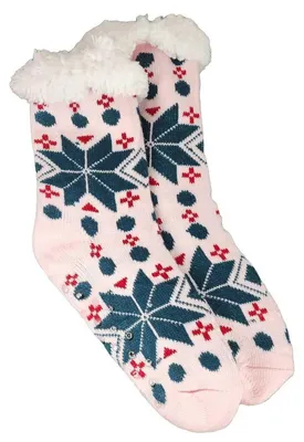 Produktbild von Kuschelsocken Winter Anti Rutsch Winter Socken, Hausschuhe, Strick Fleece Gefütterte Warme Rosa/36-41