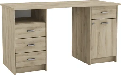 Image de Bureau « Monaco 2 » en chêne (aggloméré) - 135 x 74 x 58 cm (L x H x P)