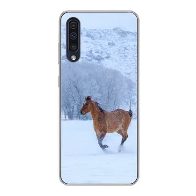 Produktbild von MuchoWow® Handyhülle Schutzhülle Hülle für Samsung Galaxy A30s Pferde - Schnee - Winter Silikon Softcase Handy Hülle - Karteninhaber