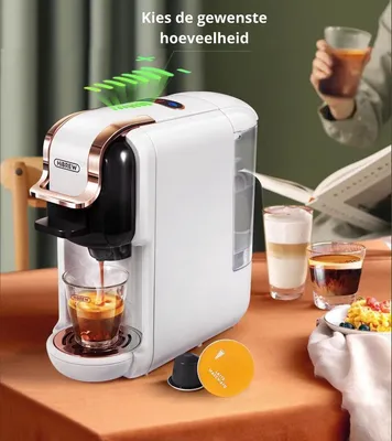 Produktbild von Kaffeemaschine – 5-in-1 Kapselmaschine – Espresso und Eiskaffee – 19 Bar – 1450W – Weiß