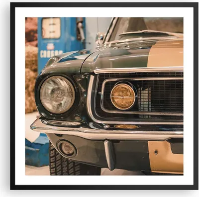 Produktbild von Gerahmtes Poster - Schwarzer Rahmen - Abdeckung Ford Mustang - 60x60 cm - Wand Bild - Wanddeko - Wandbilder - Kunstposter - Wandposter - Bilderrahmen - Bilder - Kunstdruck - P2BAC60x60-4480