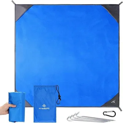 Zdjęcie produktu dla Wodoodporny koc piknikowy – duży koc plażowy 250 x 250 cm – koc kempingowy z śledziami