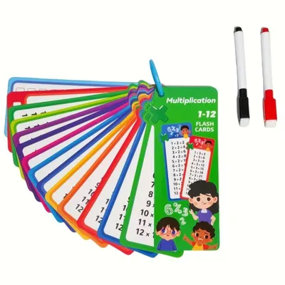 Produktbild von Mathe Lernkarten Multiplikation Schreibbare Flashcards mit Stift Abwischbare Rechenkarten Mathematik Lernspiel für Kinder Vorschule Grundschule