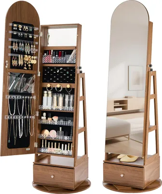Zdjęcie produktu dla Vevor Obrotowa Szafka Na Biżuterię 360 Z Lustrem 1655 Mm Premium Organizer