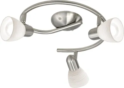 Produktbild von EGLO Deckenlampe Dakar 1, 3 flammige Deckenleuchte, Deckenspot aus Stahl, Farbe: Nickel matt, Glas: Milchglas mit Wischtechnik, weiß, Fassung: E14