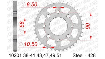 Produktbild von AFAM Kettenrad 10201-49 radseitig hinten 0 8kg