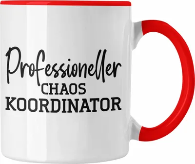 Produktbild von Trendation - Tasse für Chef Geschenk Professioneller Chaos Koordinator Chef Geschenkidee Lustige Kaffeetasse Vater Papa (Rot)