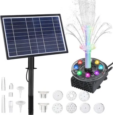 Produktbild von Famanu LED Teichpumpe mit Solarenergie - Doppelfontäne für Garten und kleine Teiche