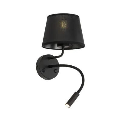 Immagine prodotto di Lampada da parete con interruttore Metallo Tessuto Braccio flessibile H: 50 cm Nero E27 Moderno