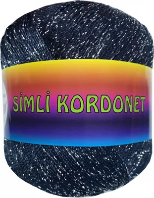 Produktbild von 100g Strickgarn Kordonet Simli mit Glitzereffekt Uni Häkelgarn Glitzerwolle Farbwahl, Farbe:008 nachtblau