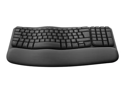 Obrázok produktu pre Logitech ERGO Wave Keys, Plná veľkosť (100 %), Bezdrôtový, RF Wireless + Bluetooth, Membránový spínač kláves, AZERTY, Grafit